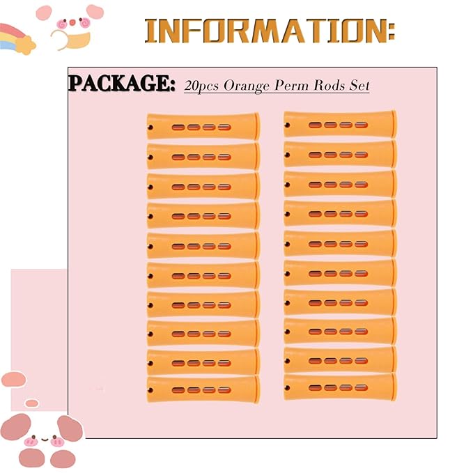 Perm Rods Set for Natural, Long, and Short Hair - Plastic Cold Wave Rods for Women's Hair Curling and DIY Hairdressing (20pcs Orange)-BrightBean Baby