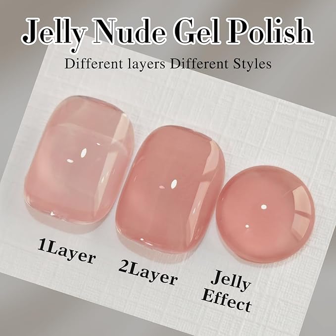 Double Rhythm 0.5Oz Translucent Gel Polish Sheer Neutral Natural Light Milky Same Color Same Bottle 15ML Jelly Nail Art DIY at Home (Skin Nude-A1370)-BrightBean Baby