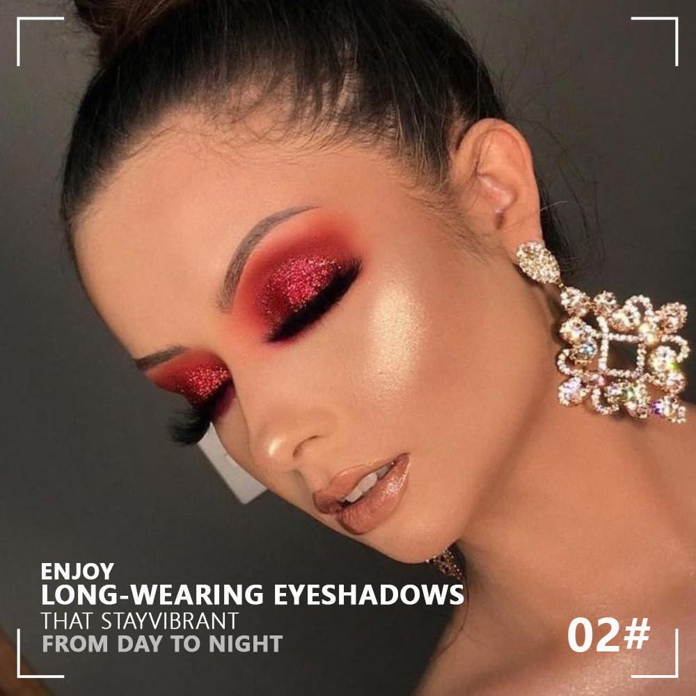 Monochrome Powder Eyeshadow Palette Makeup,Wine Red Natural Neutral Single Shimmer Eye Shadow for Older Women,Buildable Sparkly Eye Finish,Long Lasting Naturing-Looking-BrightBean Baby