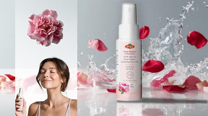 OTACI Rose Passion Face Mist Spray – 100% Natural Rose Water Hydrating Mist for Glowing, Refreshed Skin – Travel Size 50ml – Vegan, Alcohol-Free, for All Skin Types-BrightBean Baby