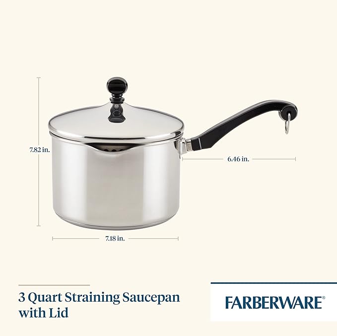 Farberware Classic 3-Quart Stainless Steel Straining Saucepan