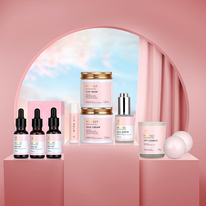 Mother's Day Gift, Spa Gifts 28pcs Rose Facial Skin Care Set for Women, Face Cream, Bath Oil, Serum, Shower Accessories - Bath and Body & Facial Kit - Birthday, Christmas, Valentine's, Bridal Shower-BrightBean Baby