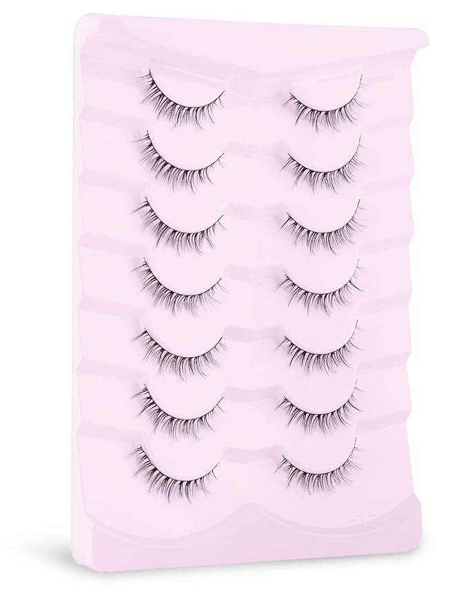 Onlyall Natural Lashes Short Eyelashes Wispy Lashes Natural Look Soft False Eyelashes False Eye Lashes Faux Mink Eyelashes 7 Pairs D2-BrightBean Baby