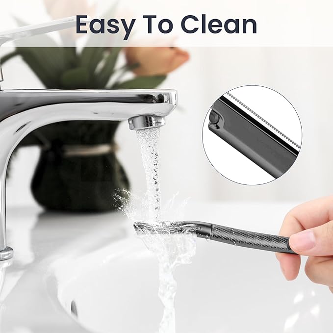Dermaplaning Tool for Face, Dermaplane Razor for Peach Fuzz with Metal Grip, Professional Eyebrow Razor for Women, Facial Razor for Women Black (12 Replaceable Blades)-BrightBean Baby