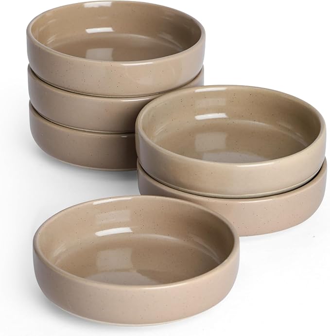 famiware Milkyway Ceramic Soy Sauce Dish, Dipping Bowls Set of 6, Dipping Sauce Bowls/Dishes, 4oz Small Serving Bowls for Side Dishes, Condiment, Sushi, Appetizer, Dessert, Cinnamon Brown