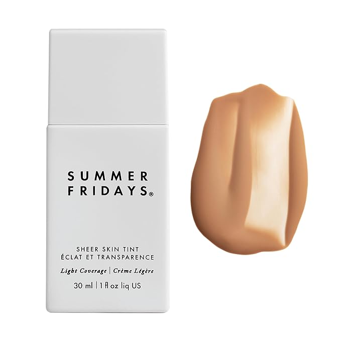 Summer Fridays Sheer Skin Tint - Skin Tint with Hyaluronic Acid - Helps Diminish Uneven Skin Tone - Sheer to Light Coverage - Shade 5 - Medium with Warm Neutral Undertones (1 Fl Oz)-BrightBean Baby