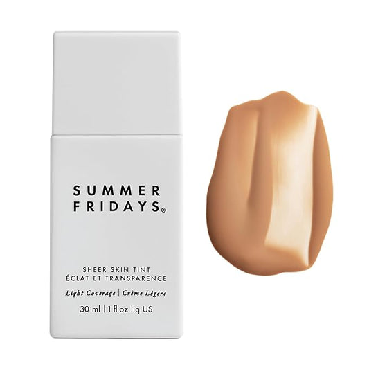 Summer Fridays Sheer Skin Tint - Skin Tint with Hyaluronic Acid - Helps Diminish Uneven Skin Tone - Sheer to Light Coverage - Shade 5 - Medium with Warm Neutral Undertones (1 Fl Oz)-BrightBean Baby