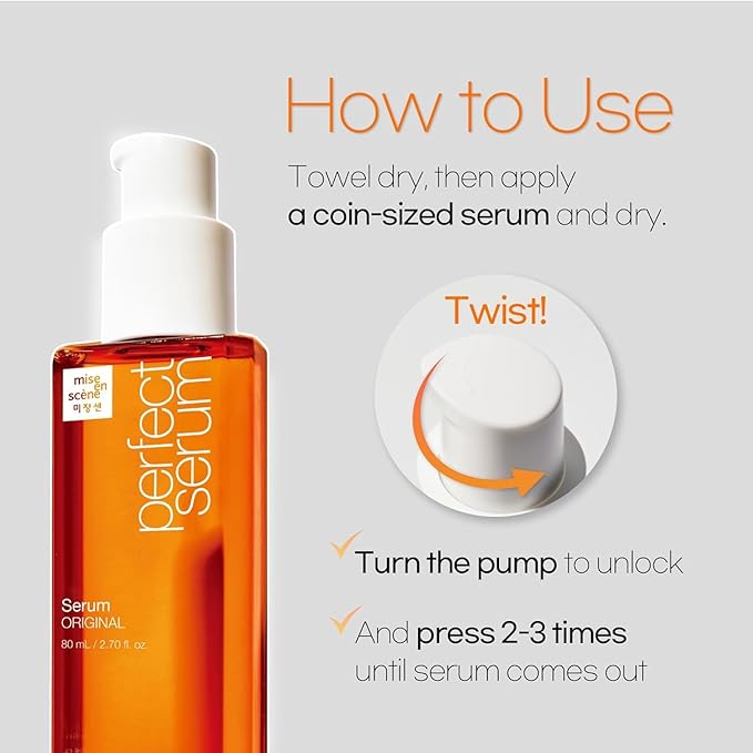 Mise En Scene PerfectSerum Original - HairOil for Frizzy & Dry, Hydration and Nutrition Hairy Essence for Damage Care, Korean HairCare Product, Hair Serum 2.71 Fl. Oz.-BrightBean Baby