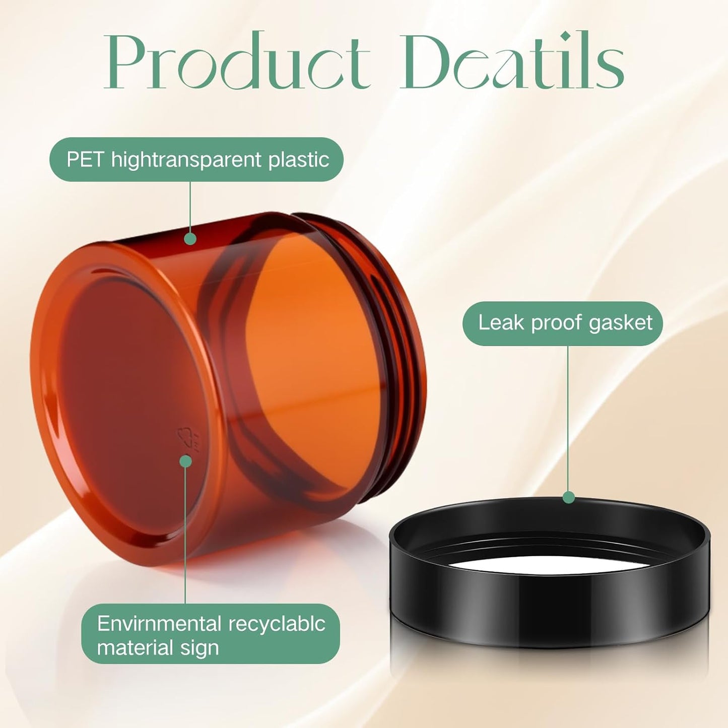 SATINIOR 100 Pcs Plastic Jars with Lids Small Containers Lids Wide Mouth Small Plastic Containers for Lotion Cream Rhinestones Body Butters Travel Storage(6 oz, Amber)-BrightBean Baby