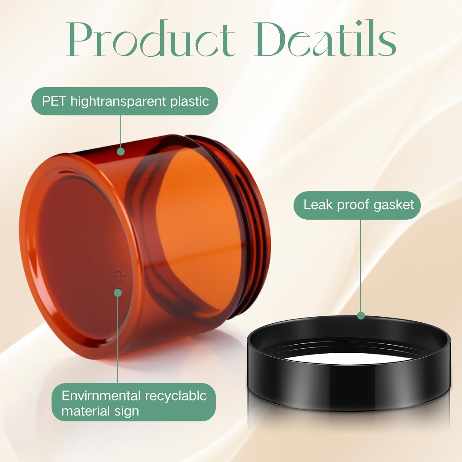 SATINIOR 100 Pcs Plastic Jars with Lids Small Containers Lids Wide Mouth Small Plastic Containers for Lotion Cream Rhinestones Body Butters Travel Storage(6 oz, Amber)-BrightBean Baby