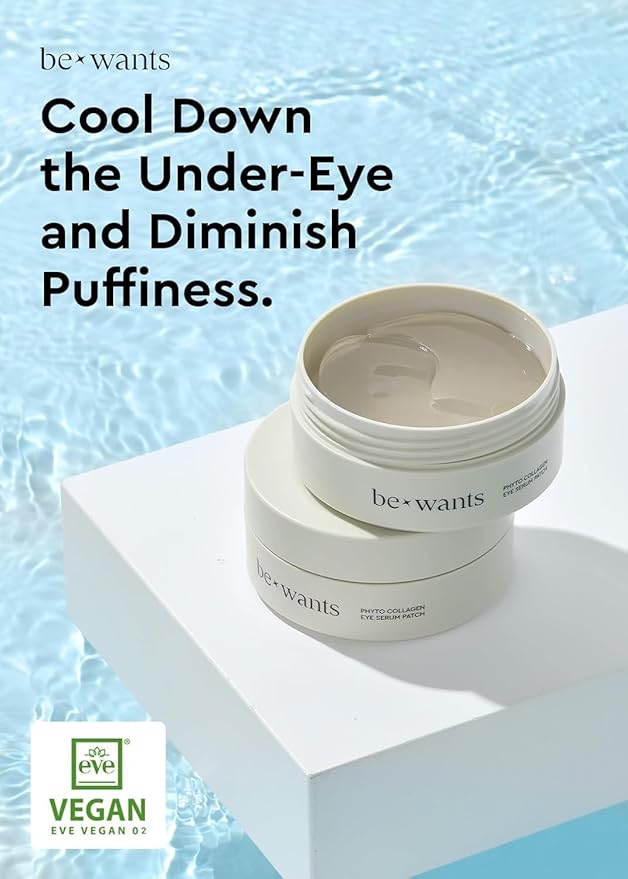 Bewants under eye patches for puffy eyes, Korean under eye mask with vegan collagen and 71.9% bamboo water, patches for dark circles and Cooling, 60 pieces-BrightBean Baby