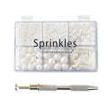 Kasvan White Mix Sugar Sprinkles - Edible Candy Pearls with 4-Claw Sprinkle Pen,118g/4.16 Oz, Gift Box Pack, Baking Cake Decorations, Ice Cream Toppings and Cookie Decorating, Wedding Party Chirstmas Supplies