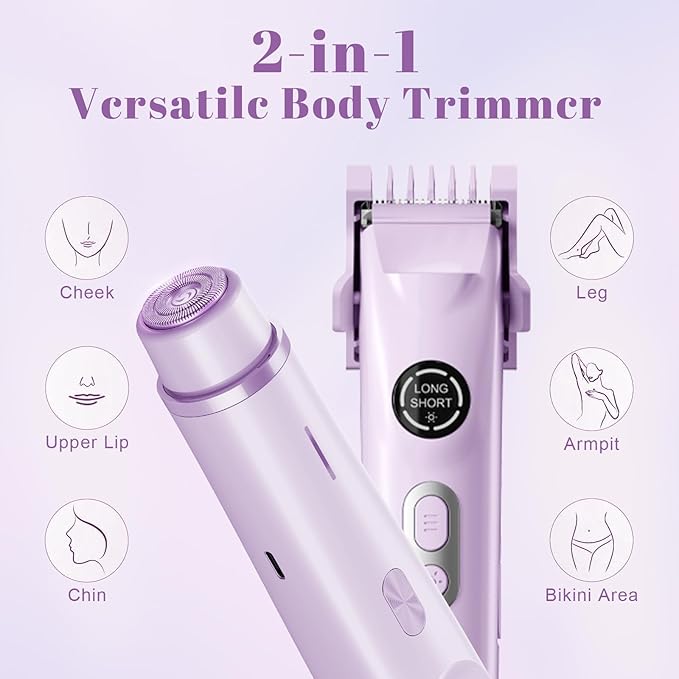 4-in-1 Waterproof Bikini Hair & Body Hair Trimmer - Rechargeable Shaver - IP7-compact for Travel， Cordless Use-BrightBean Baby