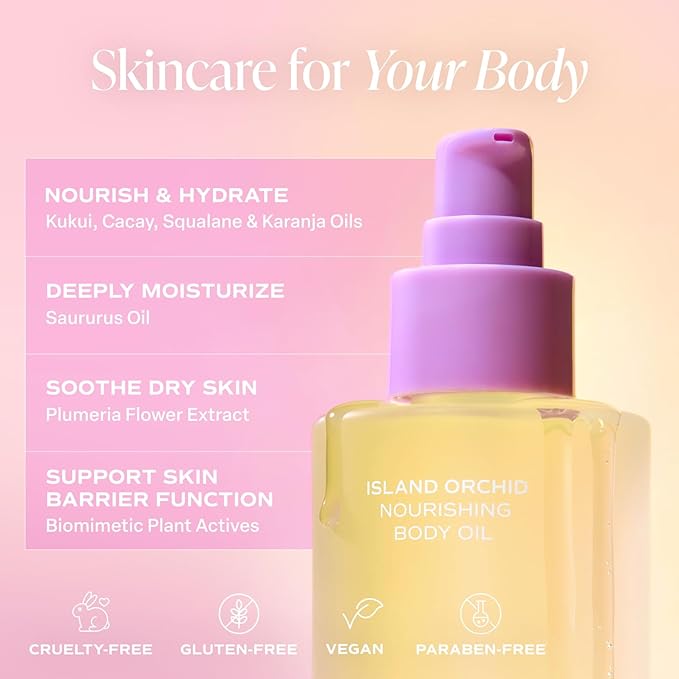 Saltair Body Oil. Luxurious Island Orchid After Shower and Bath Oil Moisturizer for Women. Botanical, Non-Greasy, and Well-Absorbing Lotion for Hydrating Dry Skin. 4oz Pump Bottle-BrightBean Baby