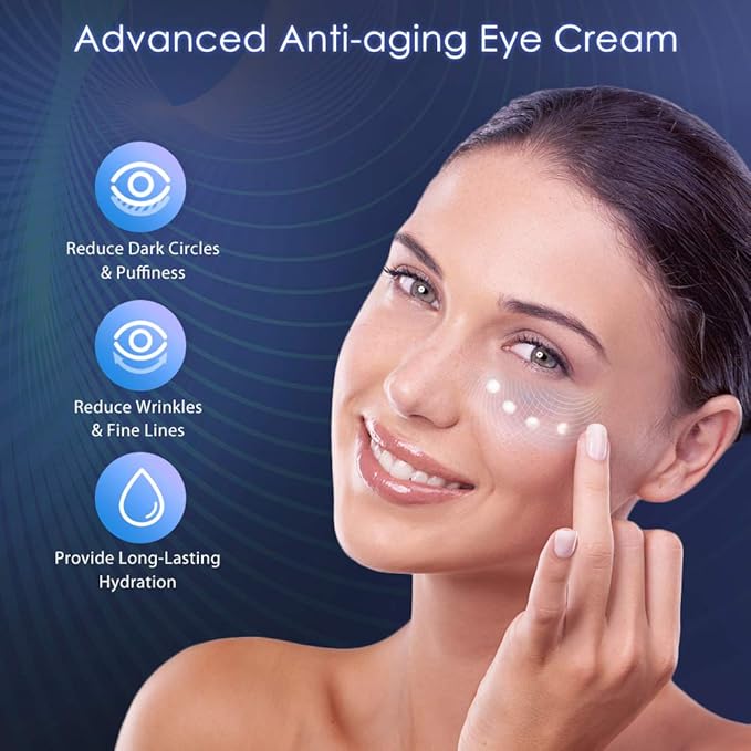 Brightening Vitamin C Eye Gel Cream for Dark Circles & Puffiness, Eye Cream to Help Reduce Fine Lines & Crow's Feet, Boost Hydrating Under Eye Treatment with Hyaluronic Acid & Peptides-BrightBean Baby