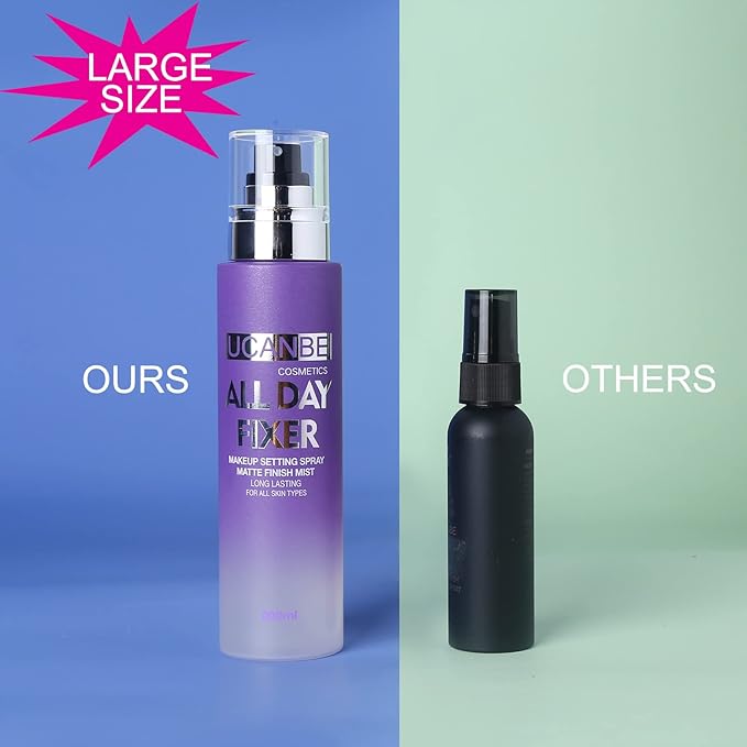 UCANBE Makeup Setting Spray - 2PC Set Matte Finishing Spray, Long Lasting Oil Control Make Up Spray, Lightweight Hydrate Face Mist for Face-BrightBean Baby