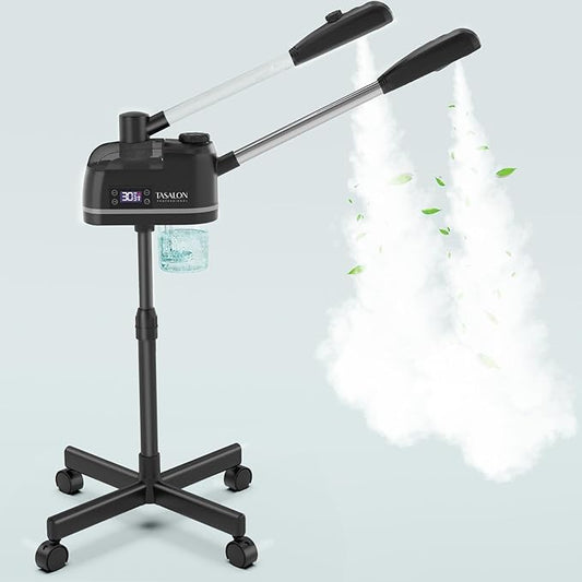TASALON 2 in 1 Professional Facial Steamer on Wheels -with Ozone and Hot & Cold Mist, Ionic Facial Steamer Kit for Facial Deep Cleaning and Moisturize, SPA & Home, Ozone Face Humidifier - Black-BrightBean Baby
