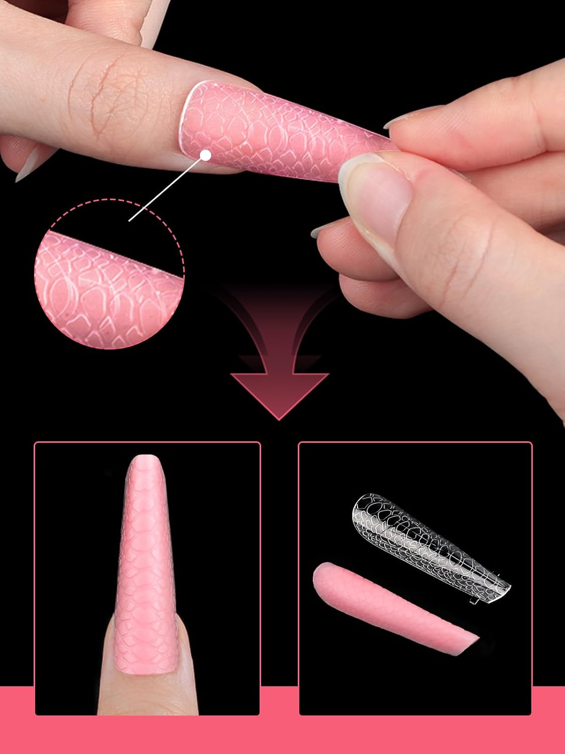 EBANKU Dual Forms for Poly Extension Gel, Poly Nail Forms Molds Stiletto Oval Nail Extension Tips for Gel Manicure Nail Art Design Salon&DIY-120PCS 3D Snake Pattern-BrightBean Baby