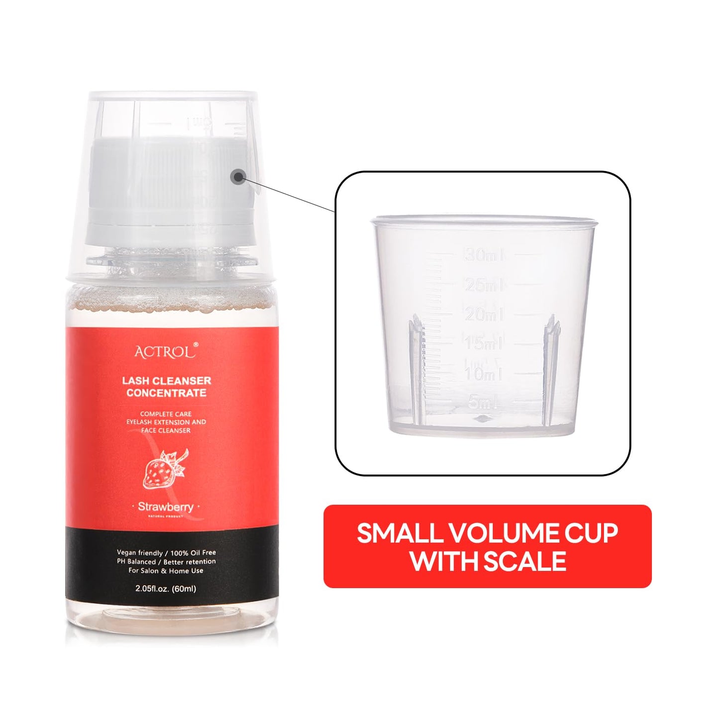 Eyelash Cleanser Concentrate 60ml Strawberry Professional Lash Shampoo Foaming Cleanser DIY Paraben & Sulfate Free Non-lrritating Wash for Extensions Lashes with Salon Home Care-Makes 6 Bottles-BrightBean Baby