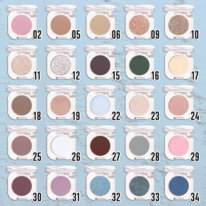 Light Blue White Single Eyeshadow Makeup, Neutral Powde Eye Shadow for Women, Light White Matte Singles Eyeshadow Palette Pigmented Waterproof,sombras para ojos,Girls Monochrome Eyeshadows Gift-BrightBean Baby