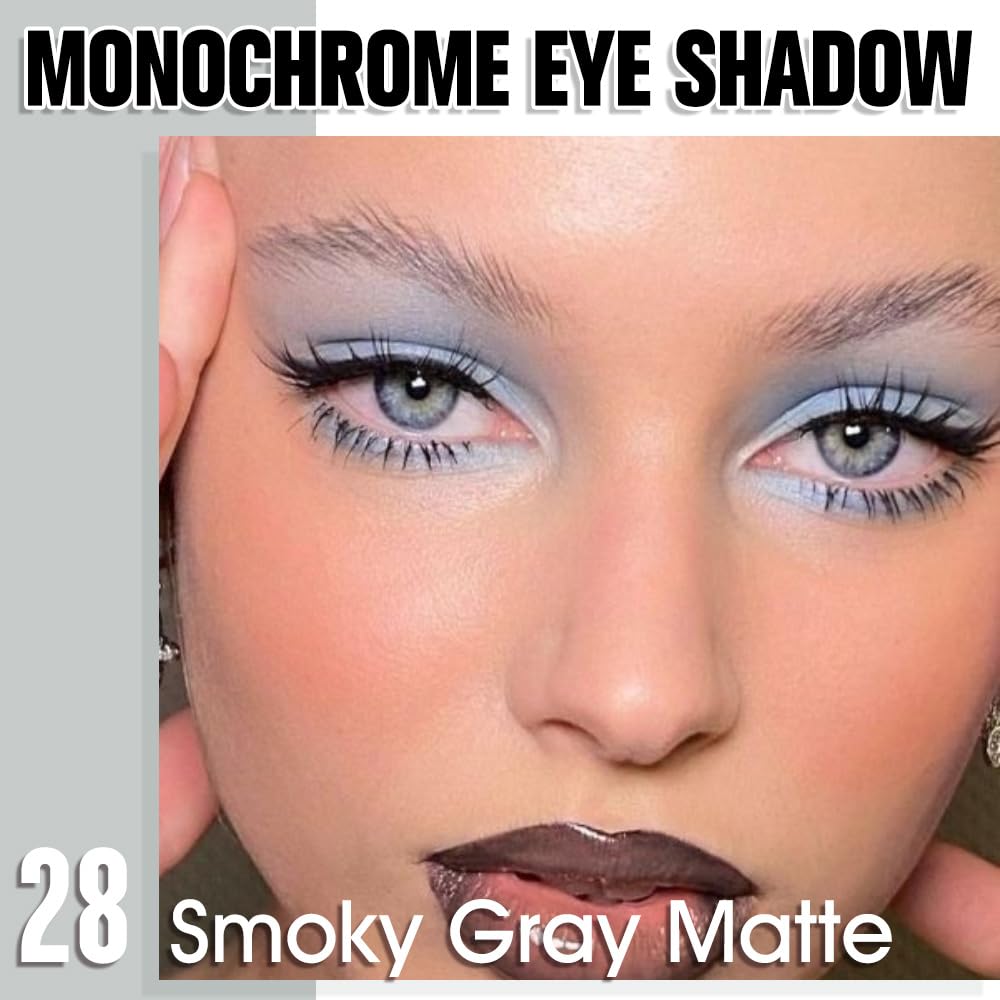 Single Matte Eye Shadow Palette Makeup, Smoky Gray Matte Eyeshadow for Women, Monochrome Eye Shadow Makeup, Pigmented Waterproof Sombras Para Ojos, Vegan, Talc, Paraben & Cruelty Free, 28-BrightBean Baby