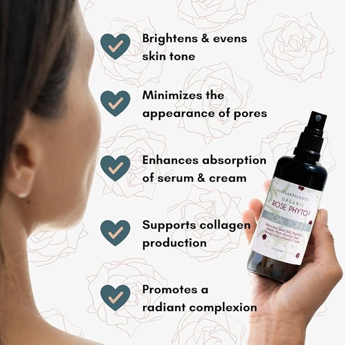 Organic Phyto³ Rose Water Facial Toner Spray - Pure Rosewater for Face, with Acaí and Herbal Extracts - Eco-Friendly and Vegan - Hydrating Rose Water Organic Face Spray (4 oz)-BrightBean Baby