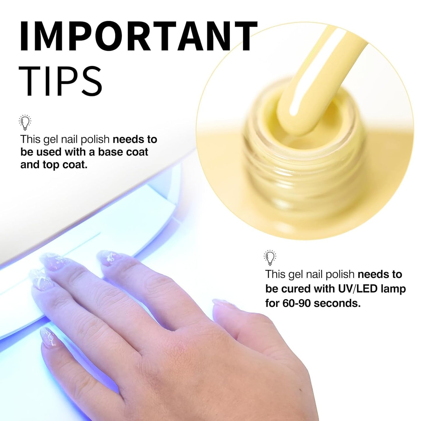 CANNI Pastel Yellow Nail Gel Polish, 1Pcs Butter Yellow High Gloss Soak Off UV Nail Polish Gel French Manicure Salon DIY-BrightBean Baby