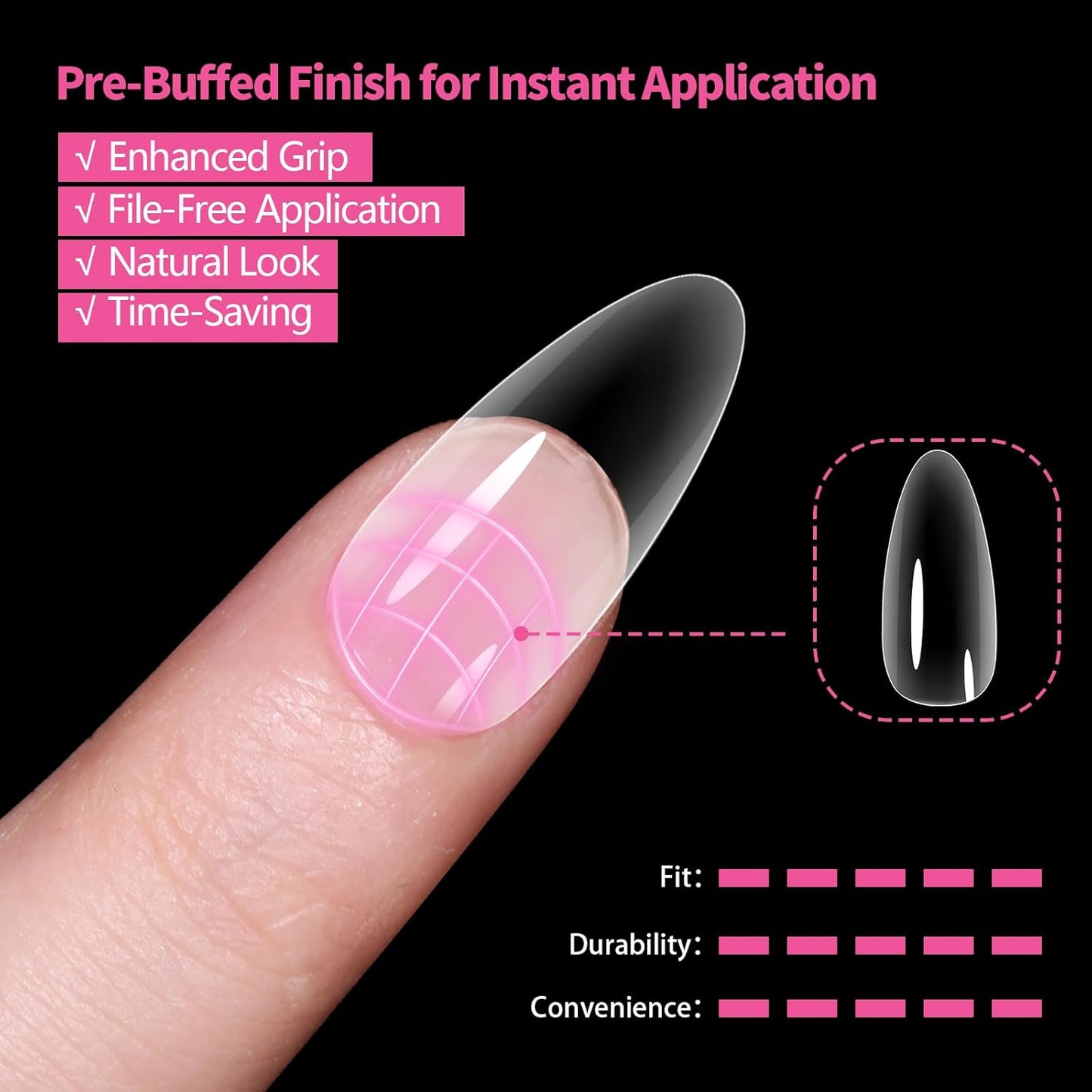 Medium Almond Nail Tips 500PCS, Clear Acrylic Full Cover Gel Press on Nail Tips for DIY, 10 Sizes Pre-Shaped False Nails with Glossy Finish, Professional Manicure Kit & Easy Application-BrightBean Baby