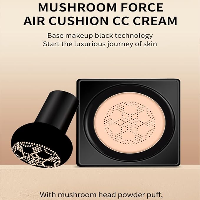 OCHEAL Mushroom Head Air Cushion BB Cream Foundation Cream for Face Makeup Concealer Cushion for Face Comestics Make Up Cushion Compact Natural-BrightBean Baby