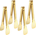 4 PCS Serving Tongs Gold Tongs 9 Inch Serving Utensils Stainless Steel Serving Tongs for Salad Buffet Appetizer Dessert Tong for Food Parties (9 Inch, 4 GOLD)