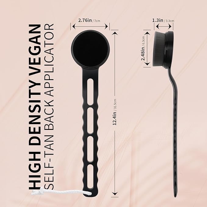 docolor Self Tanner Back Applicator, Plastic Long Handle Back Tanning Applicator Large Body Makeup Brush Vegan & Cruelty Free Self Tanner Brush For Self Tanner, Sunscreen, Bronzer, Foundation-BrightBean Baby