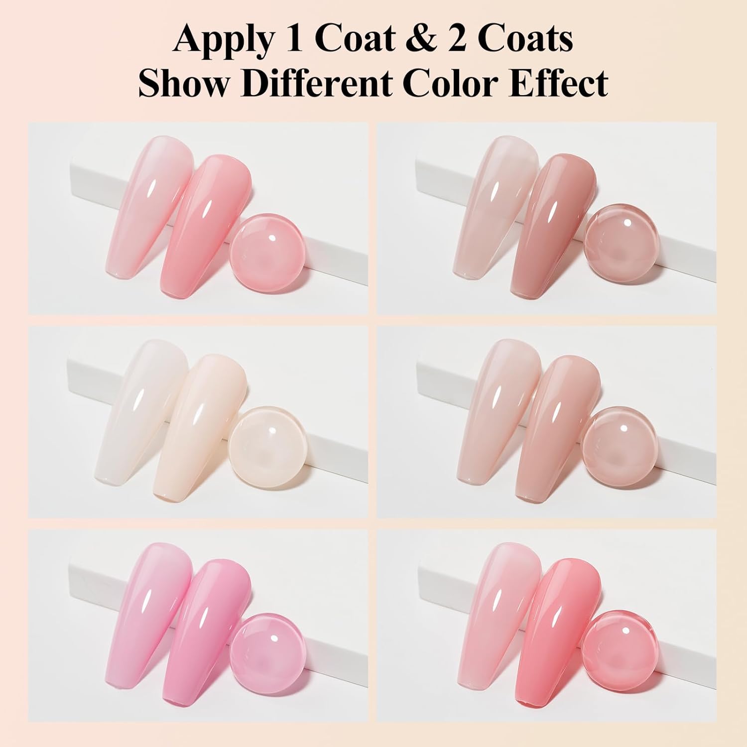 Nude Nail Polish Set: Quick Dry Nail Lacquer Non Ge Regular Sheer Colors White Nude Light Pink Natural Fingerpolish Fast Drying DIY Salon Gift For Women, 6 Colors 8lm/0.27fl.oz-BrightBean Baby