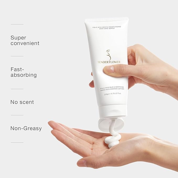 Body Lotion with Folic Acid,Stretch marks cream,Hyaluronic acid body lotion,Shea butter,Skin Firms, Smooth, unscented cream,sensitive skin, Moisturizing Dry Skin (6.7oz)-BrightBean Baby