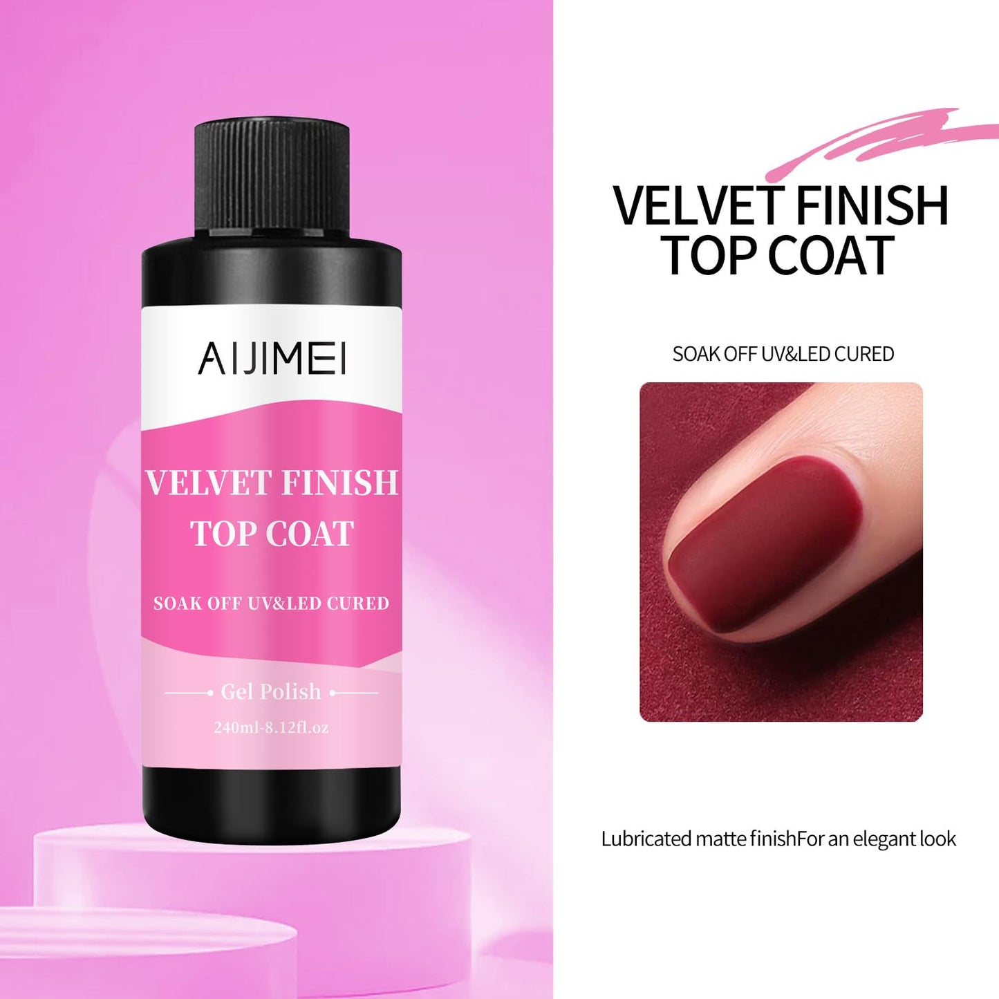 AIJIMEI Velvet Finish Top Coat 8 Fl.Oz Luxurious Matte Effect, Quick Dry, Easy Application, Suitable for All Nail Types, Professional Quality Gel Nail Polish for Home Use-BrightBean Baby
