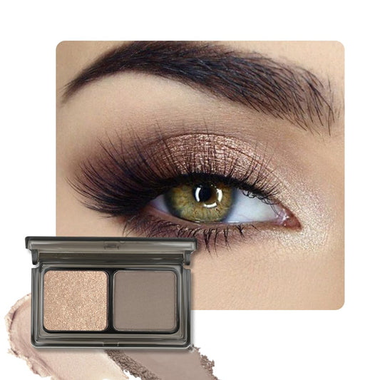 AMY'S DIARY 2 Color Taupe Brown Matte+Golden Champagne Shimmer Eyeshadow Palette – Shimmer matte Shades eye shadow for Eye Makeup, Long-Lasting & Highly Pigmented, Vegan & Cruelty-Free for woman-BrightBean Baby