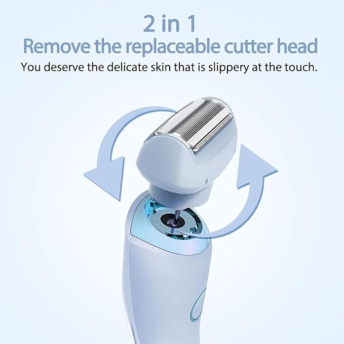 Dusk Razor for Women,Dusk Glide Pro 3.0 Razor - Bikini Portable Legs Body,2 in 1 Waterproof Electric Razors,Wet & Dry, Painless Hair Removal, Removable Head (Blue)-BrightBean Baby