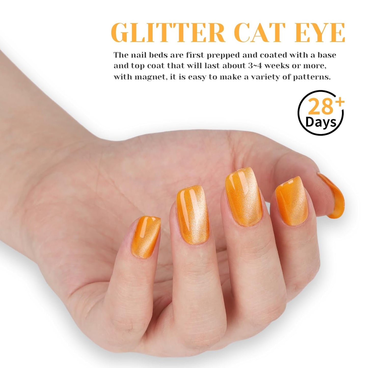 Light Orange Cat Eye Gel Nail Polish - Perfect for DIY at Home & Ideal Gift for Nail Art Lovers!-BrightBean Baby
