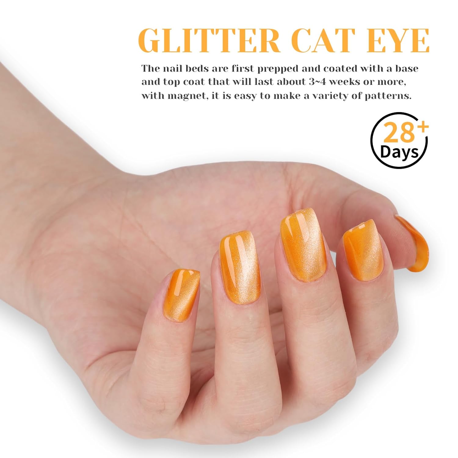 Light Orange Cat Eye Gel Nail Polish - Perfect for DIY at Home & Ideal Gift for Nail Art Lovers!-BrightBean Baby