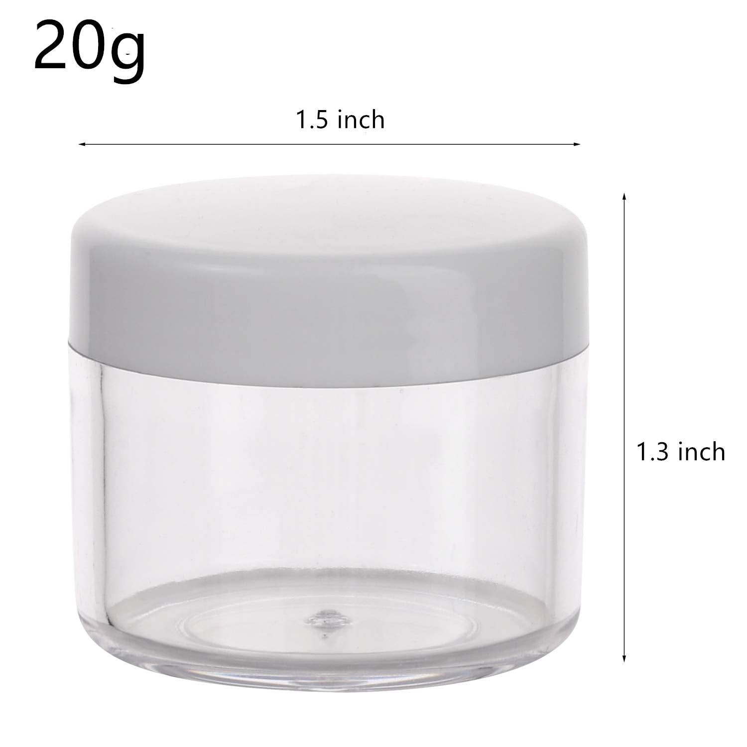 Refillable Cosmetic Sample Jars - 100 Pack 20g (0.7oz) White Small Travel Containers with Lids + 10 Mini Makeup Spatulas - BPA Free-BrightBean Baby
