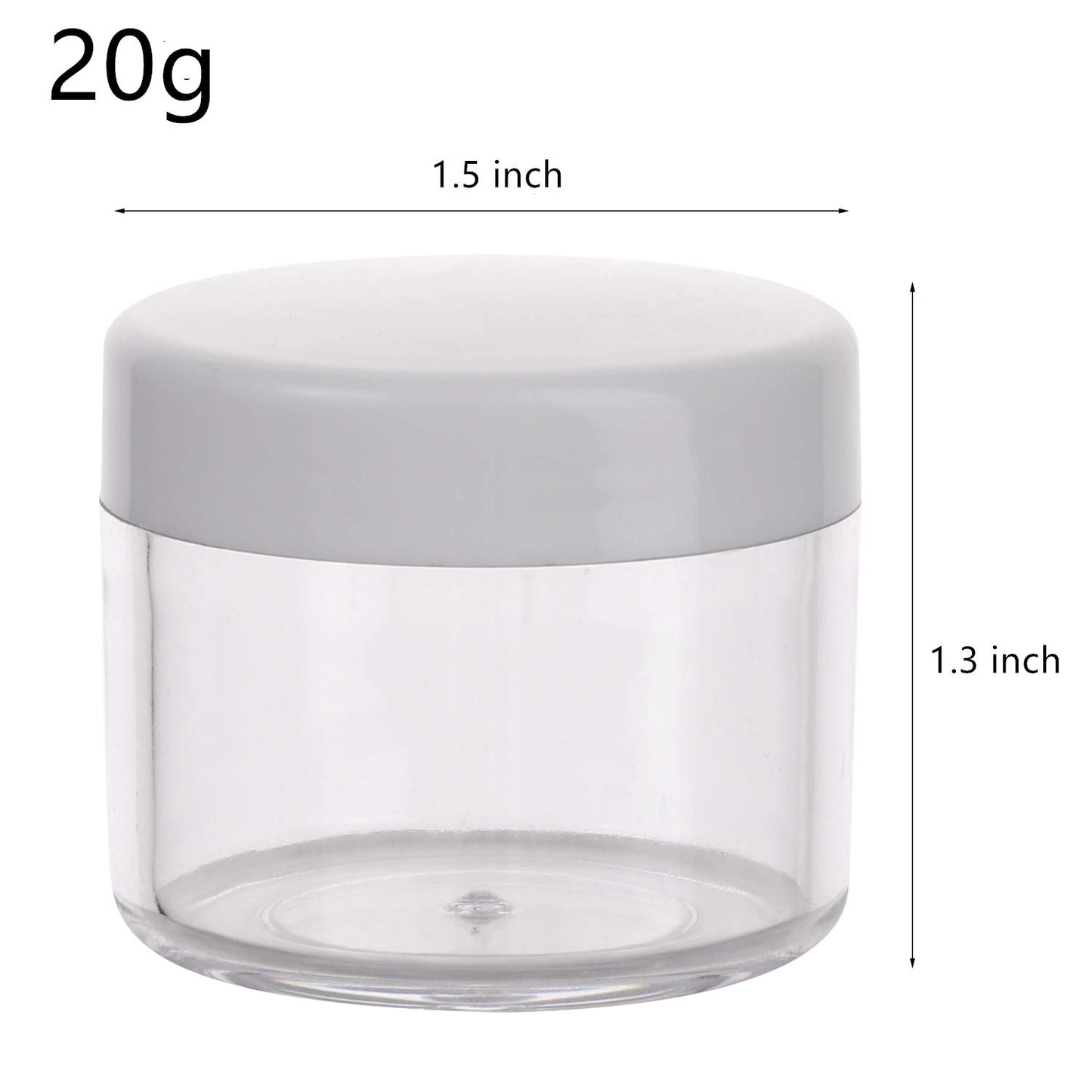 100 Count Sample Containers with lids 20g Plastic Cosmetic Jars Leak Proof Traveling Makeup Containers for Cream and Lotions - White-BrightBean Baby