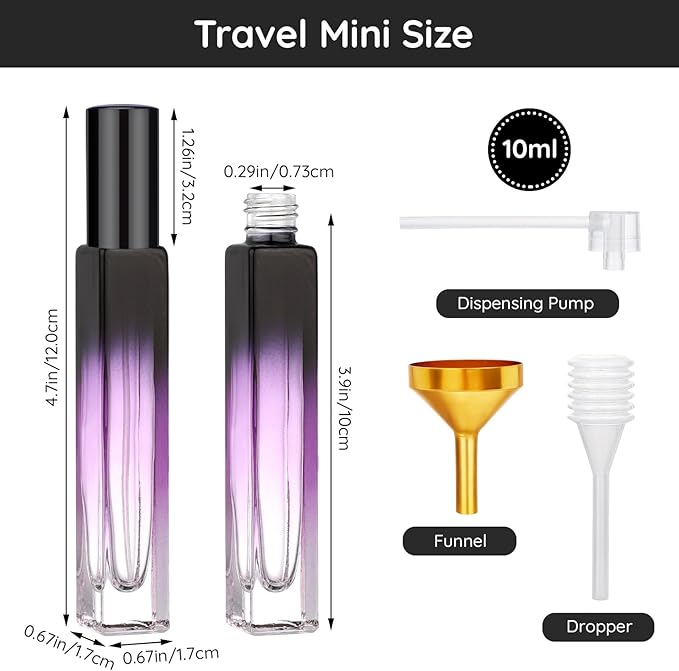 Segbeauty 0.34oz Empty Perfume Bottle, 5 Pack Glass Spray Bottles Travel Perfume Atomizer Sprayer Refillable Atomizer, Travel Size Spray Bottle, 10ml Portable Cologne Dispenser with Refill Tool Kit-BrightBean Baby