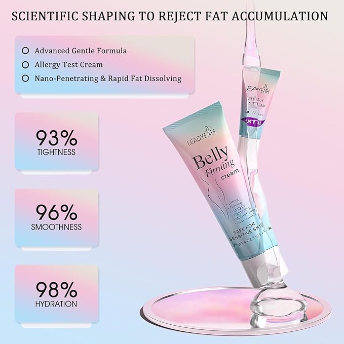 B Flat Belly Firming Cream - Moisturizing, Lifting, Firming for Stomach, Thighs and Butt, Body Lotion gift for Women and Men, 125 ML +5 ML-BrightBean Baby