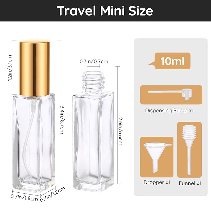 Segbeauty Perfume Travel Refillable, 5pcs 0.34 oz Portable Perfume Bottle, Empty Glass Sprayer Perfume Replacement Bottles for Travel Scent Toiletries Pump Bottle-BrightBean Baby