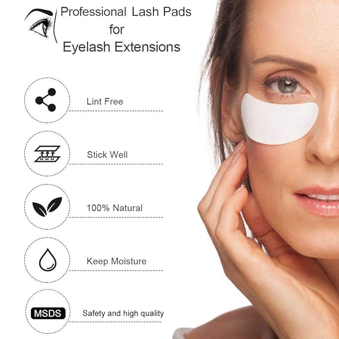 Eyelash Extension Eye Pad, 100 Pairs Under Eye Pads, Lint Free DIY False Lash Extension Beauty Makeup Hydrogel Gel Eye Patches with Transparent Cosmetic Bag-BrightBean Baby