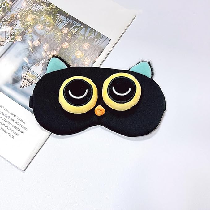 PERFECTSIGHT Owl Sleep Eye Masks, Cute Plush Sleep Eye Cover Lightweight Adjustable Eyeshade Faux Fur Mask Cover for Women Men Sleep Travel Nap-BrightBean Baby