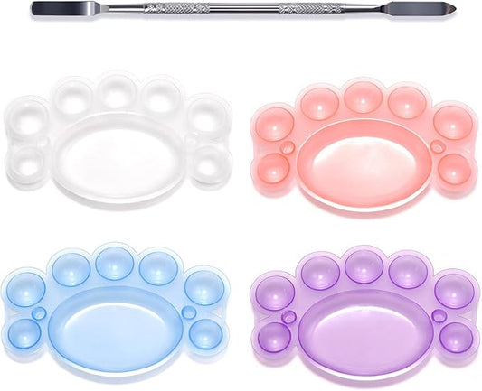 5Pcs ABS Makep Palette Nail Painting Palette with Stainless Steel Stirring Rod Nail Tool Set, Nail Art Polish Painting Mixed Color Palette-BrightBean Baby