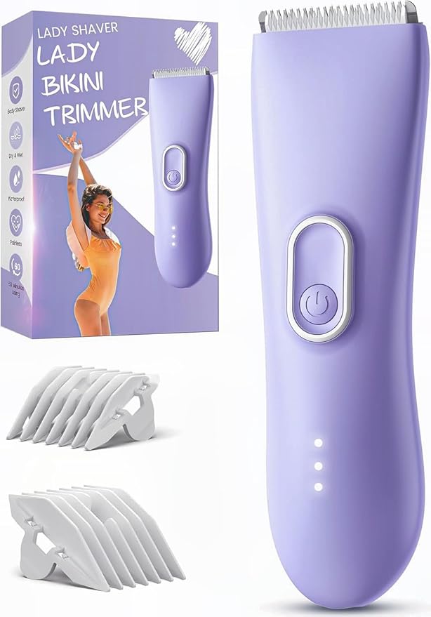 Bikini Trimmer for Women - Painless Pubic Hair Trimmer with 3 Shaving Speeds, IPX7 Waterproof Electric Razor, Cordless Women’s Bikini Shaver for Sensitive Skin-BrightBean Baby
