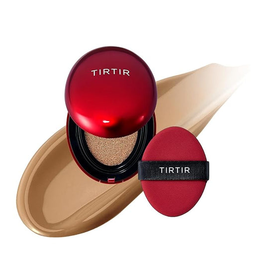 [*Mini Size*] TIRTIR Mask Fit Red Cushion Foundation | Full coverage, Weightless, Skin fit, Satin Glow Finish, Korean Makeup BB Foundation, beauty, Tattoo cover up, Buildable (#35N Walnut, 0.15 Fl Oz)-BrightBean Baby