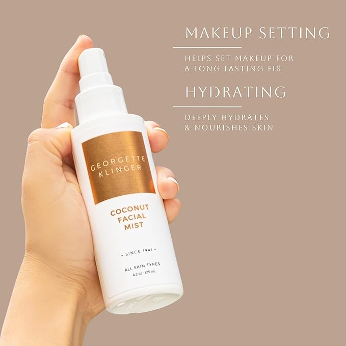 Georgette Klinger Coconut Facial Mist - Hydrating, Long-Lasting Makeup Setting Spray with Moisturizing Antioxidants for Dewy Matte Face, Protects and Plumps Dehydrated Skin - 4.2 oz-BrightBean Baby