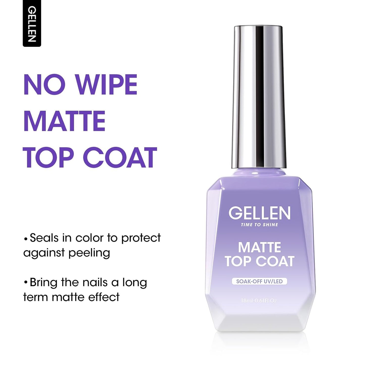 GELLEN Matte Top Coat Gel Nail Polish, 18ml Matte No Wipe Top Coat Soak Off Nail Lamp Gel, Seals in Color, Prevent Scratches or Chipping, Long Lasting DIY Home Nail Salon-BrightBean Baby